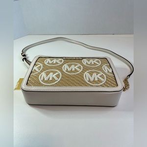 Michael Kors Jet Set East West Logo Light Cream & White Crossbody NWT